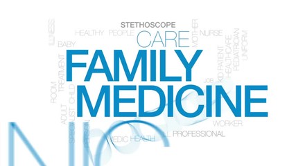 Wall Mural - Family medicine animated word cloud, text design animation. Kinetic typography.