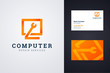 Computer repair service logo and business card template