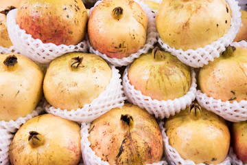 Fresh pomegranate in market, Pattern background