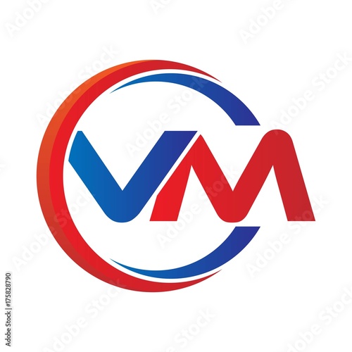 Vm Logo Vector Modern Initial Swoosh Circle Blue And Red Buy