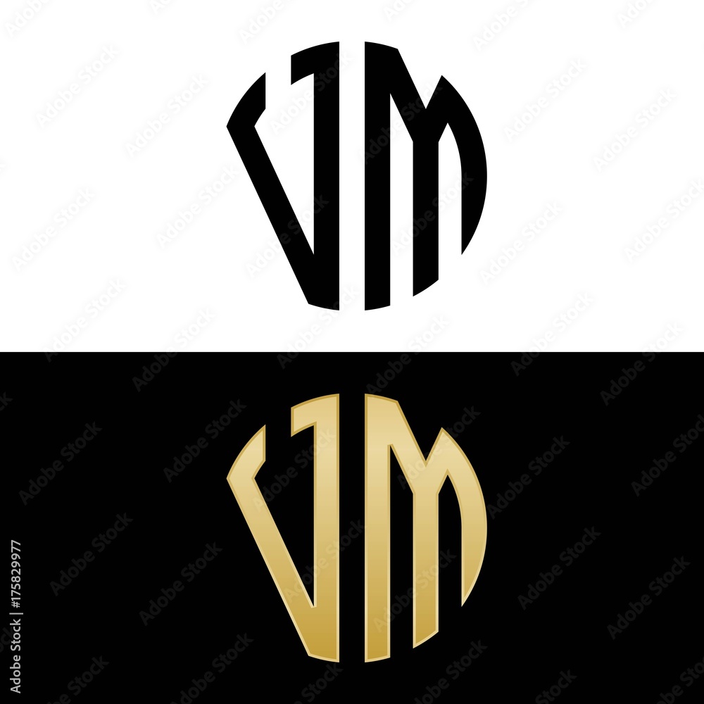 vm initial logo circle shape vector black and gold Stock Vector | Adobe ...