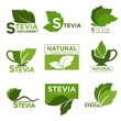 © Sonulkaster - Stevia sweetener sugar natural substitute vector healthy product icons and labels