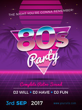 80s Party Flyer Design In Retro Style