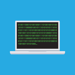 Binary Code On Laptop icon vector illustration