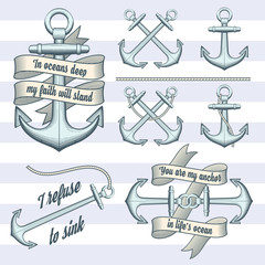 Wall Mural - Set of vintage anchors