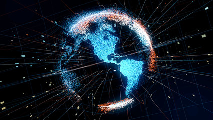 Poster - Holographic planet earth. technological background.