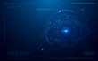 © pickup - Abstract futuristic digital eye scanner. concept of technology security on blue background