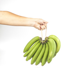 green fresh banana on white background