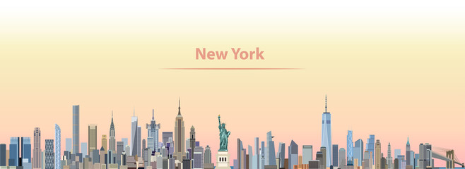 Fototapete - vector illustration of New York city skyline at sunrise
