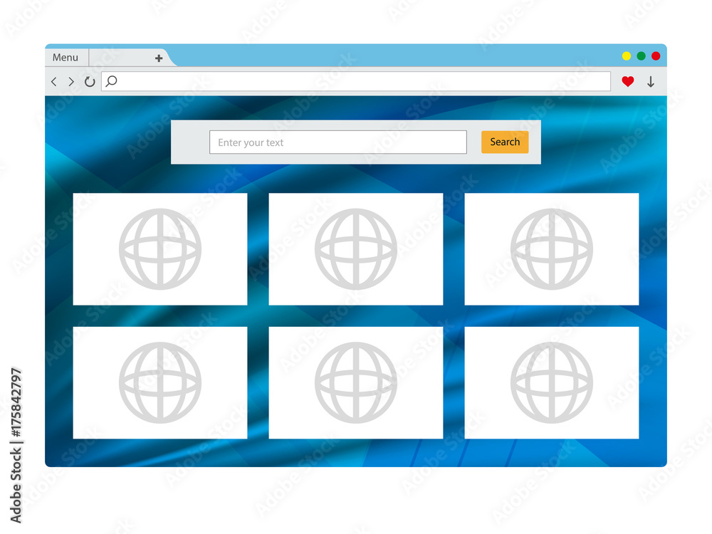 Browser interface. Open Internet browser window in flat style. Design ...