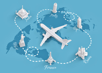 Wall Mural - Traveling around the world by plane