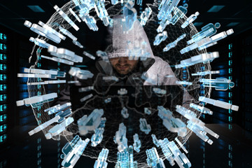 Leinwandbilder - Hacker accessing to personal data information with a computer 3D rendering