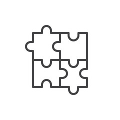 Fototapete - Puzzle line icon, outline vector sign, linear style pictogram isolated on white. Plugins symbol, logo illustration. Editable stroke