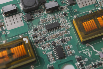 Poster - Computer motherboard components close up