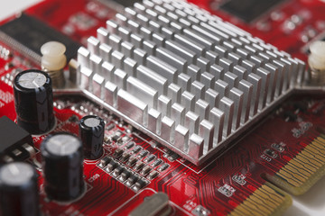 Poster - Computer motherboard components close up