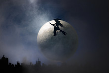  Halloween, Witch On A Broom, Among The Big Moon