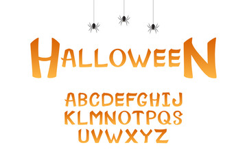 Wall Mural - Vector isolated Halloween alphabet font letters for decoration and covering on the white background. Concept of Happy Halloween.