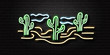 Vector realistic isolated neon sign of desert and cactus for decoration and covering on the wall background.