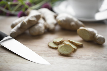 Wall Mural - Preparing Fresh Ginger Root