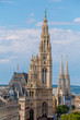 A view of Vienna's City Hall (Wiener Rathaus), Austria, from the rooftop of Vienna's Palace of Justice