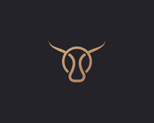 Bull Taurus Vector Logo. Linear Cow Steak Creative Logotype