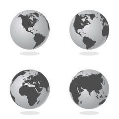 Fototapete - Set of Abstract Globe with World Map. 3D Vector Illustration.