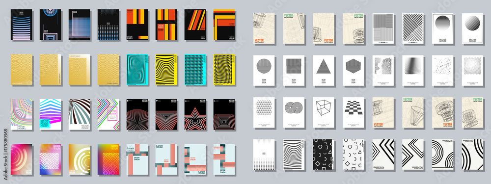 Set of trendy various geometric cover brochure - obrazy, fototapety, plakaty 