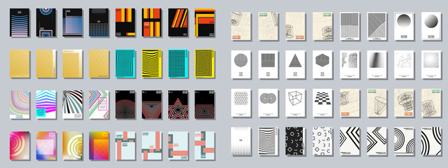 set of trendy various geometric cover brochure