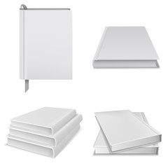 Poster - Book icons set, realistic style