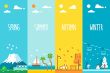 Flat Design 4 Seasons Background