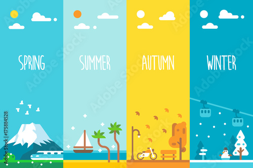 Fotografía Flat design 4 seasons background