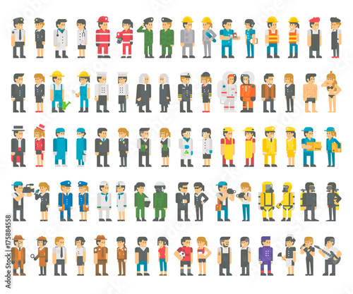 Cuadros en Lienzo Flat design many professions set illustration vector