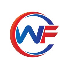 Wall Mural - wf logo vector modern initial swoosh circle blue and red