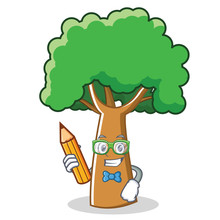 Student Tree Character Cartoon Style