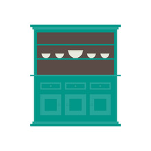 Kitchen Hutch. Flat Style  In Vector. In Color.