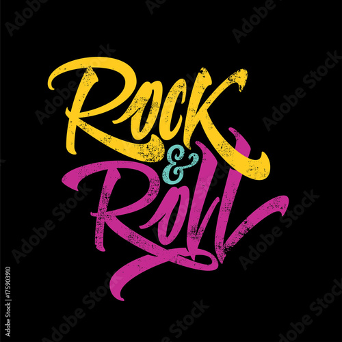 Dekoracja na wymiar  napis-rock-and-roll-na-plakat-koszulki-ilustracja-wektorowa-recznie-robione