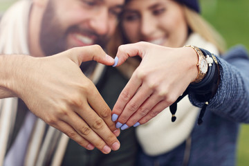 Wall Mural - Picture showing happy young couple dating in the city