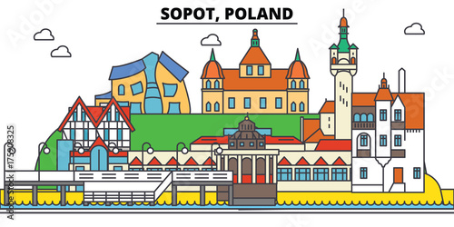 Dekoracja na wymiar  polska-sopot-panorame-miasta-architektura-budynki-ulice-sylwetka-krajobraz-panorama