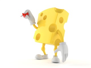 Canvas Print - Cheese character holding thumbtack