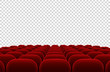 Empty movie theater auditorium with red seats. Cinema hall interior isolated vector illustration