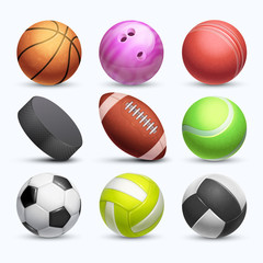 Poster - different 3d sports balls vector collection isolated on white background