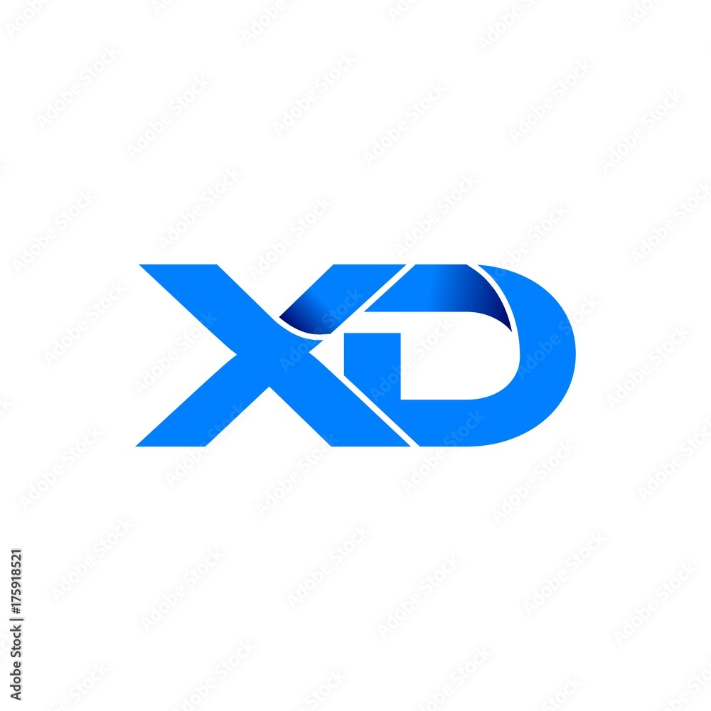 xd logo initial logo vector modern blue fold style