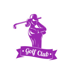 Canvas Print - golf logo with girl swinging club