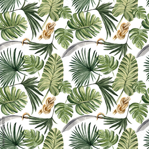 Stoffe zum Nähen Watercolor hand painted seamless pattern tropical pirate