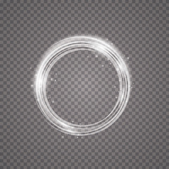 Wall Mural - Vector light ring. Round shiny frame with lights dust trail particles isolated on transparent background. Magic concept
