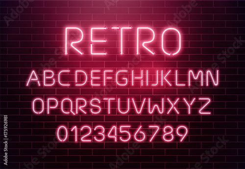Foto  Light neon font letter set
