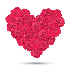  Love heart made of rose bouquet for Valentine's Day or wedding. 