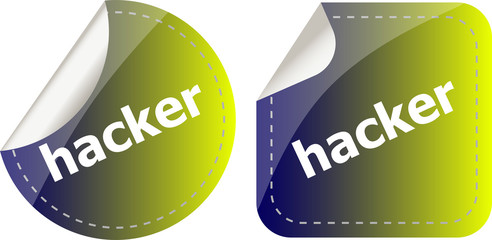 Poster - hacker stickers set on white, icon button isolated on white