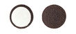 Cookies and cream close-up shot of inner side of milk cream filling and crusts (no trademark or brand) isolated on white background (Clipping path included)