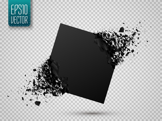 Aufkleber - Black square with debris isolated. Abstract black explosion. Vector illustration